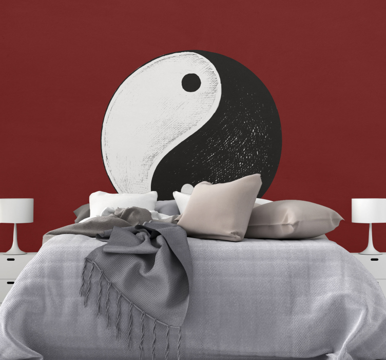 Tapisserie chambre adulte symbole yin yang - TenStickers