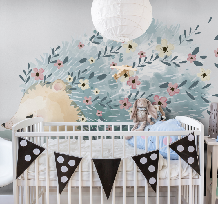 Tapisserie murale enfant style porc-épic floral - TenStickers