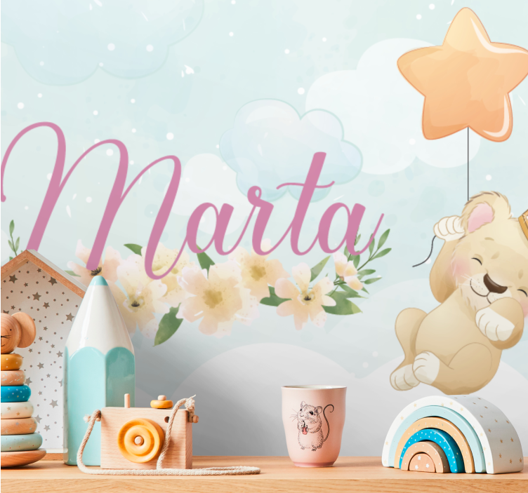 Tapisserie chambre enfant ballon lion mignon - TenStickers