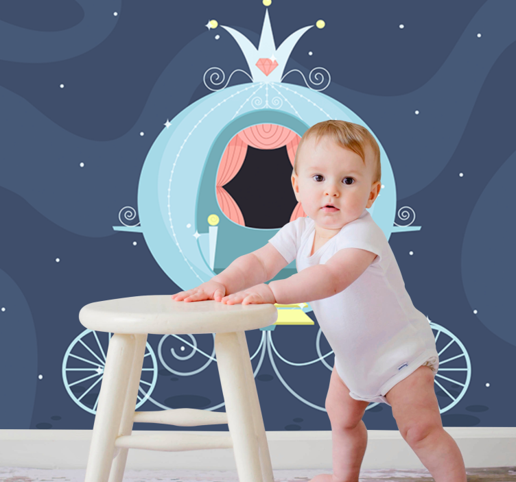 Tapisserie chambre enfant carrosse de conte de fées - TenStickers