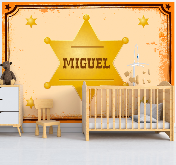Tapisserie chambre enfant étoile de shérif personnalisée - TenStickers