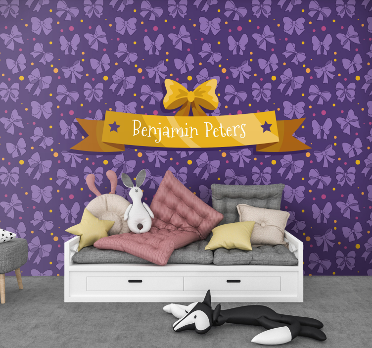 Tapisserie chambre enfant motif de nœuds violets - TenStickers