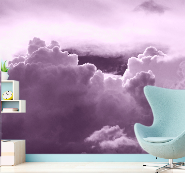 Tapisserie ciel formation nuage violet - TenStickers