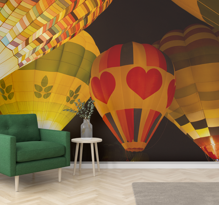 Tapisserie ciel vol de ballons coeur - TenStickers