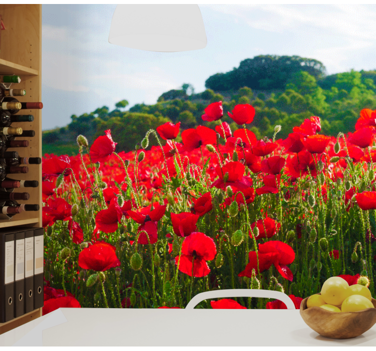 Tapisserie coquelicots champ de coquelicots - TenStickers