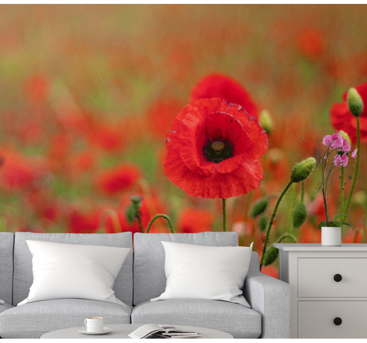 Tapisserie coquelicots fleurs de pavot vivantes - TenStickers