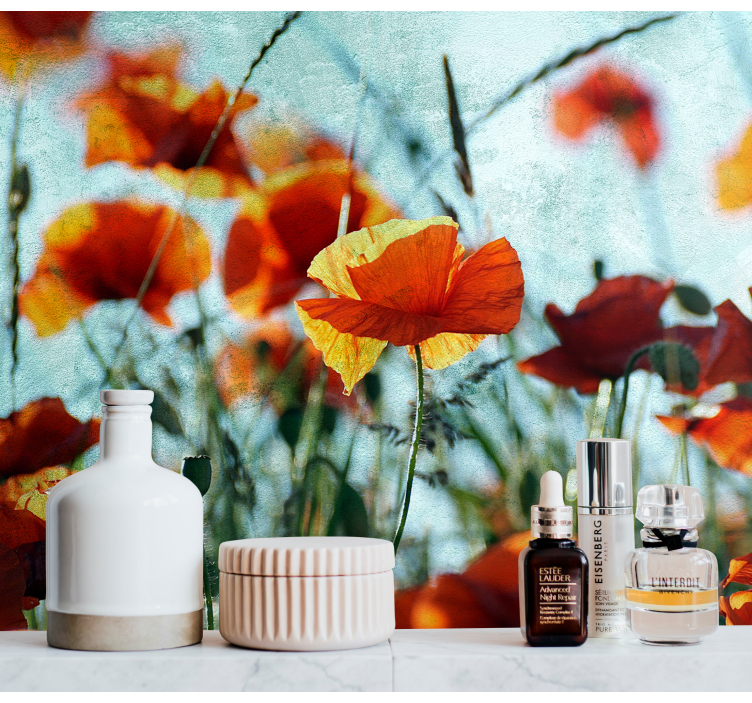 Tapisserie coquelicots fleurs de pavot vives - TenStickers