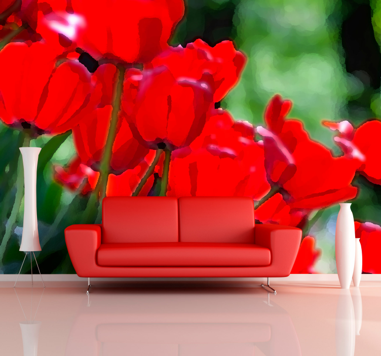 Tapisserie coquelicots fleurs rouges vibrantes - TenStickers