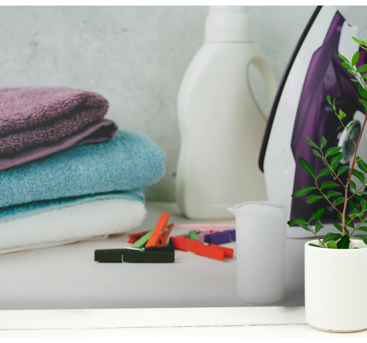 Tapisserie cuisine affichage des essentiels de lavage - TenStickers