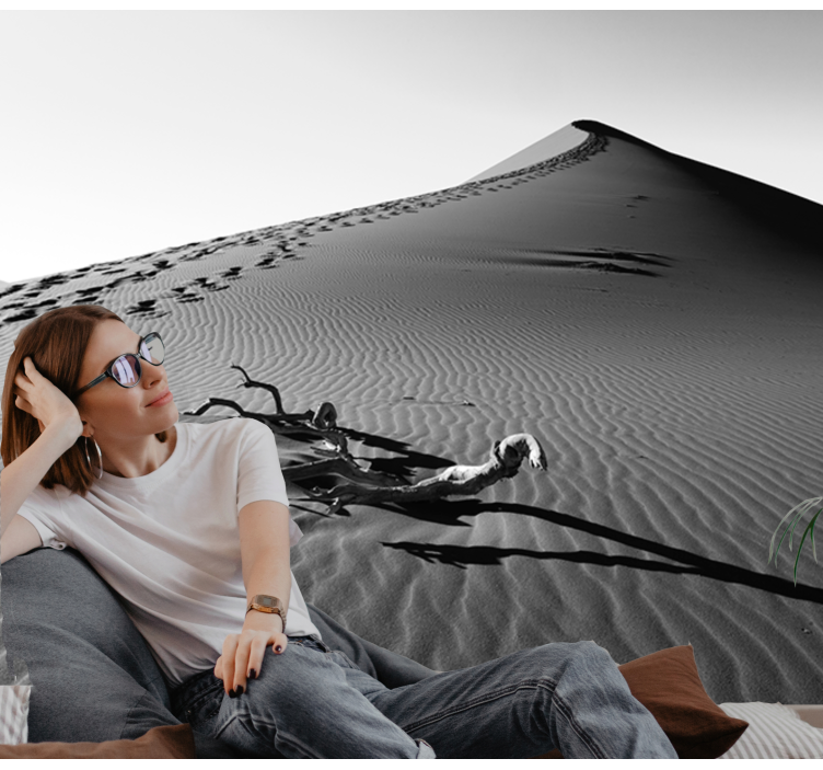 Tapisserie désert empreintes de pas dans le sable - TenStickers