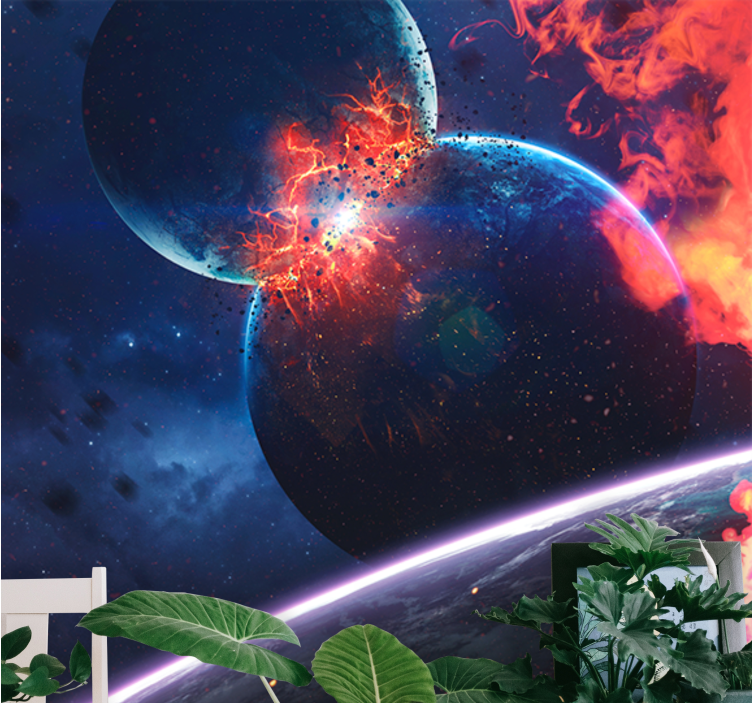 Tapisserie espace collision cosmique explosive - TenStickers