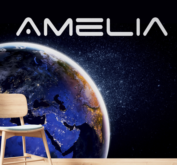 Tapisserie espace globe et étoiles - TenStickers