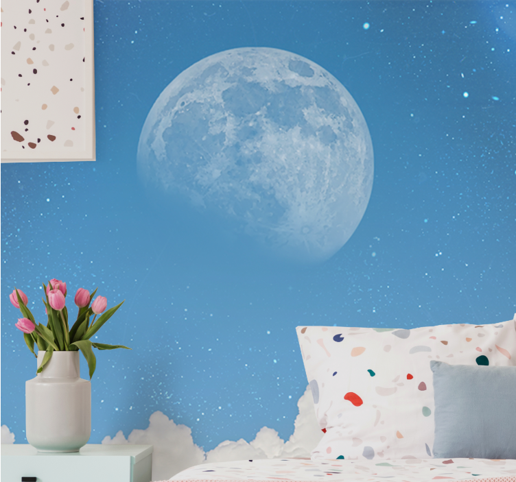 Tapisserie espace skyline lunaire du soir - TenStickers