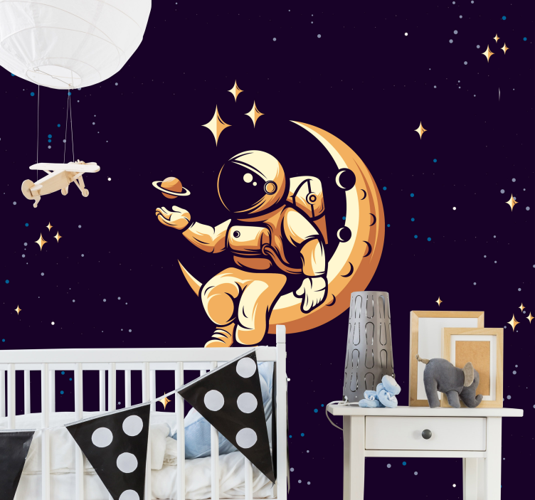 Tapisserie fantaisie cosmonautes dans l'espace - TenStickers