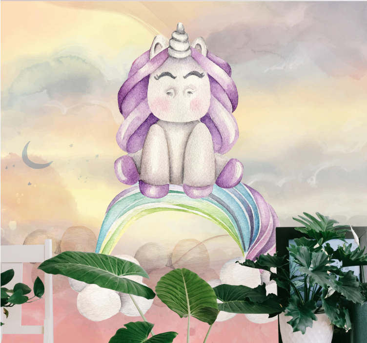 Tapisserie fantaisie licorne mignonne arc-en-ciel - TenStickers