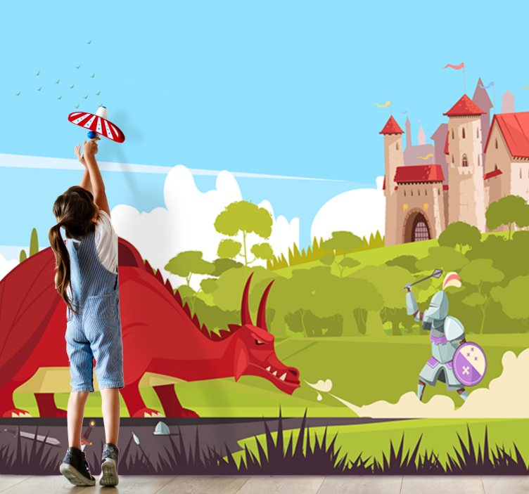 Tapisserie fantaisie rencontre de dragons fantastiques - TenStickers