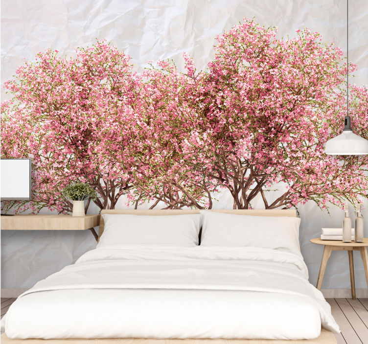 Papier peint chambre ado fleur arbres roses en fleurs - TenStickers