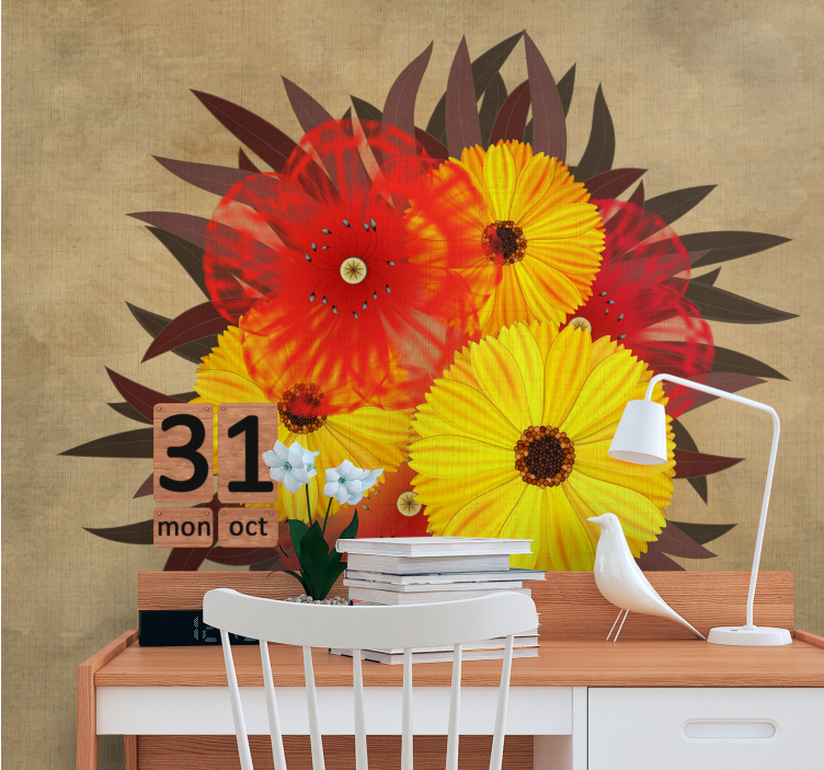 Tapisserie fleur arrangement de fleurs vives - TenStickers