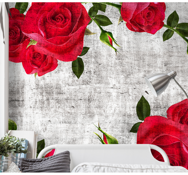 Tapisserie fleur arrangement de roses rouges - TenStickers