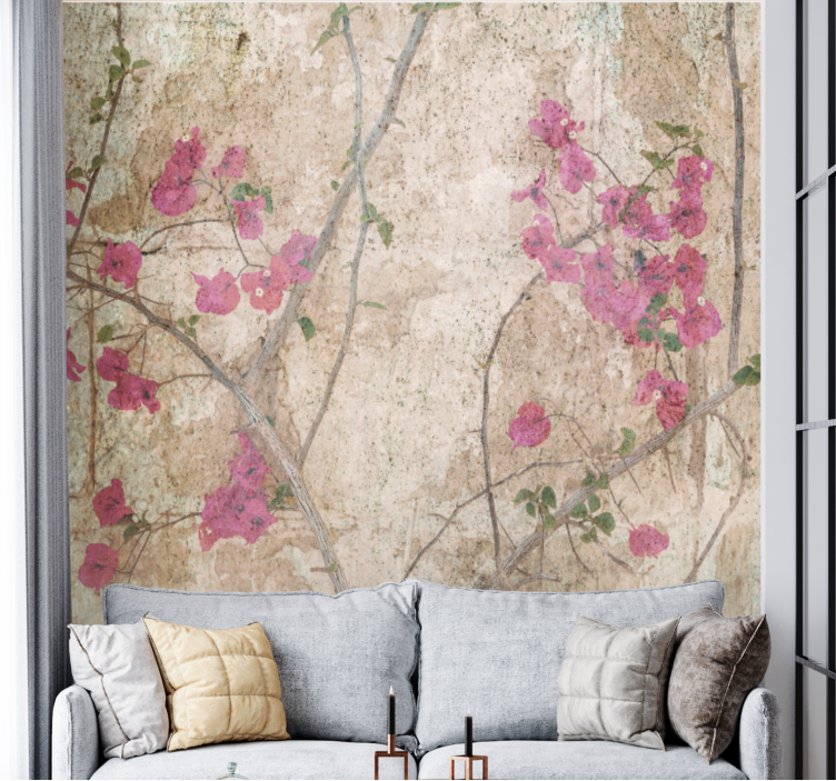 Tapisserie fleur bougainvilliers roses en fleurs - TenStickers
