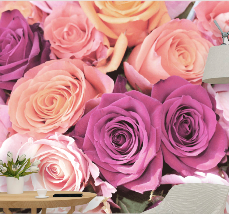 Tapisserie fleur bouquet de roses en gros plan - TenStickers