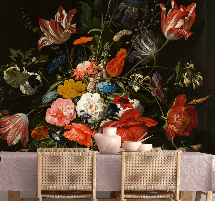 Tapisserie fleur bouquet floral vibrant - TenStickers