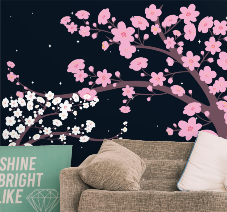 Tapisserie fleur branches de cerisier - TenStickers