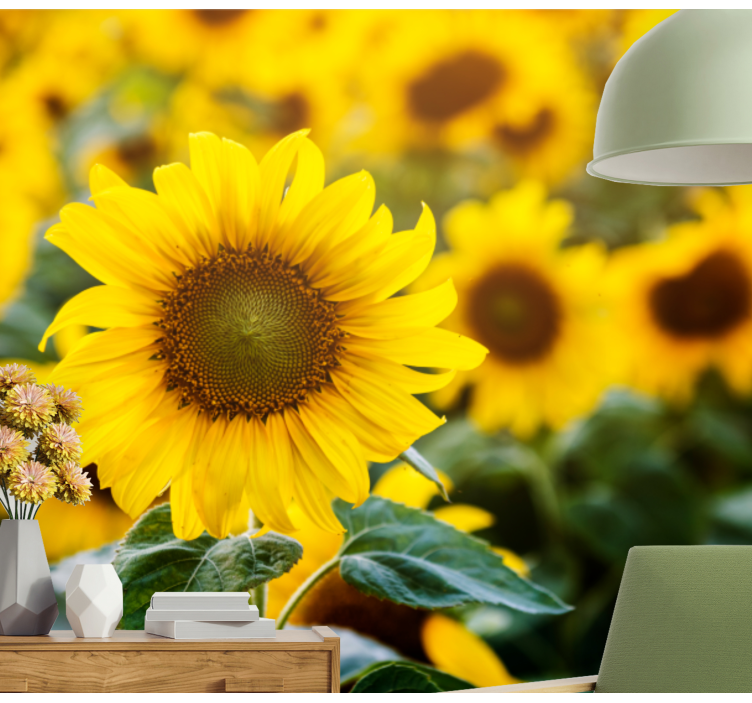 Tapisserie fleur champ de tournesols en fleurs - TenStickers