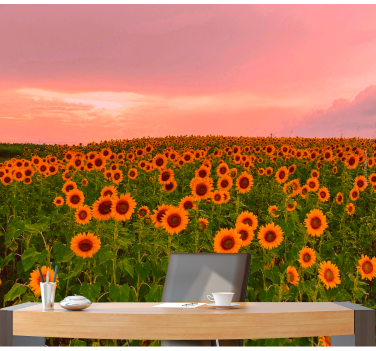 Tapisserie fleur champ de tournesols vibrant - TenStickers