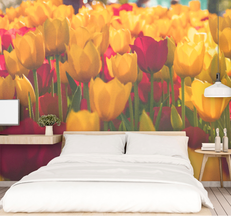 Tapisserie fleur champs de fleurs de tulipes - TenStickers