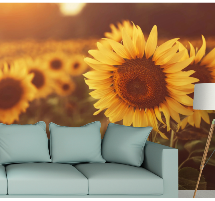 Tapisserie fleur champs de tournesols - TenStickers