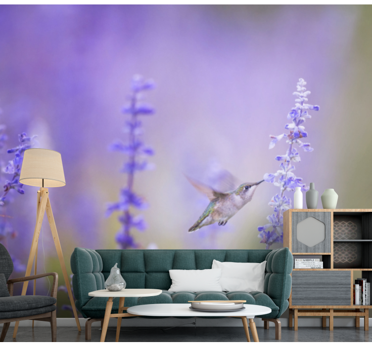 Tapisserie fleur colibri et fleurs - TenStickers