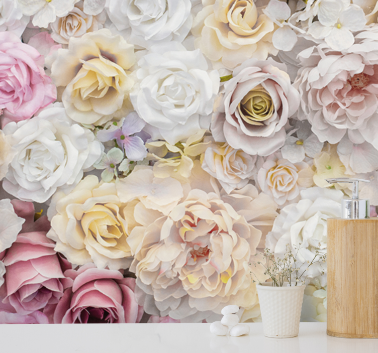 Tapisserie fleur composition de roses Élégantes - TenStickers