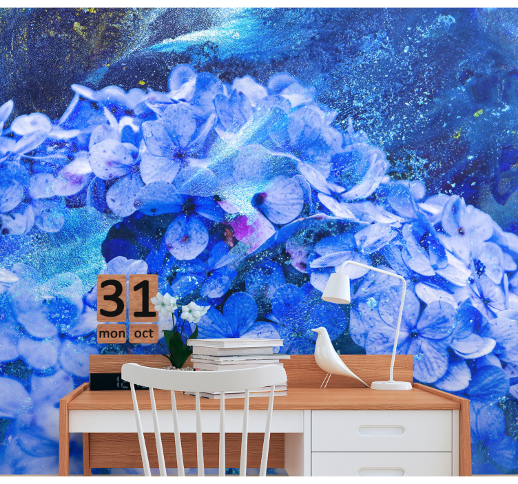 Tapisserie fleur composition florale bleue - TenStickers