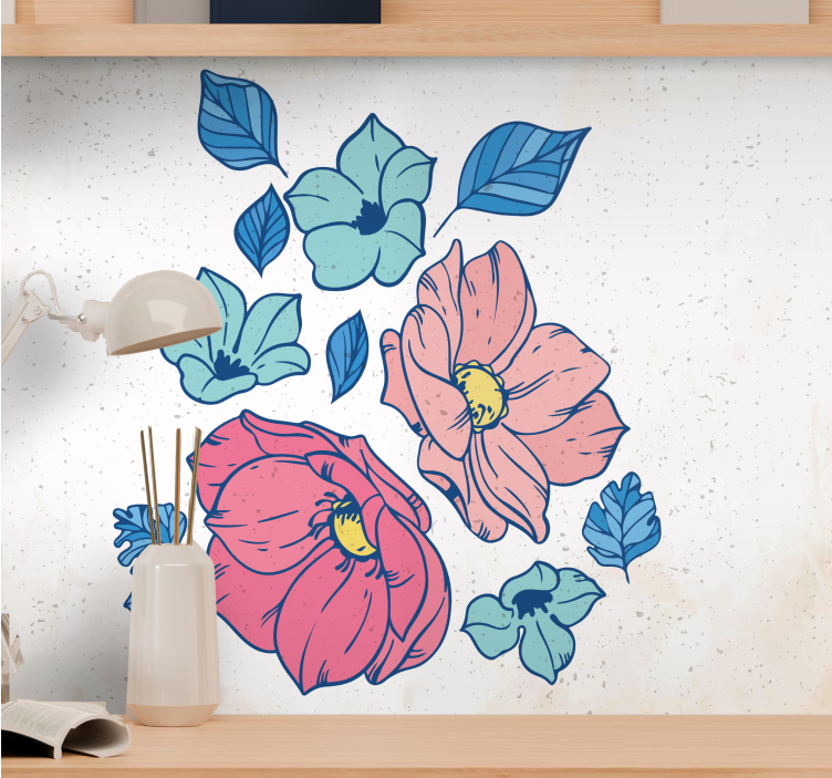 Tapisserie fleur composition florale blush - TenStickers