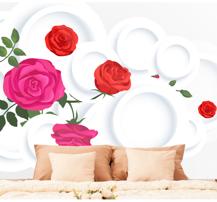 Tapisserie fleur composition florale de roses - TenStickers