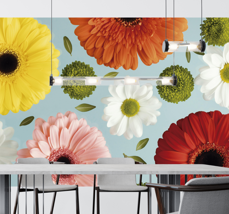 Tapisserie fleur composition florale vibrante - TenStickers