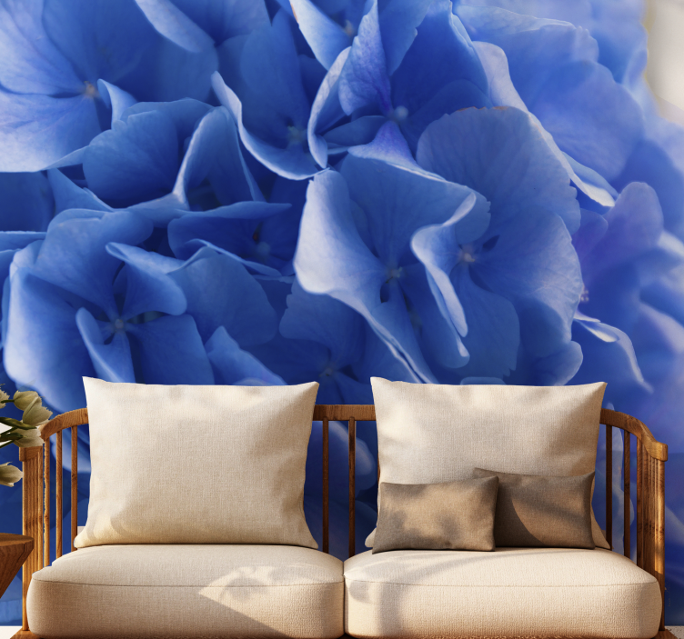 Tapisserie fleur fleurs bleues d'hortensia - TenStickers