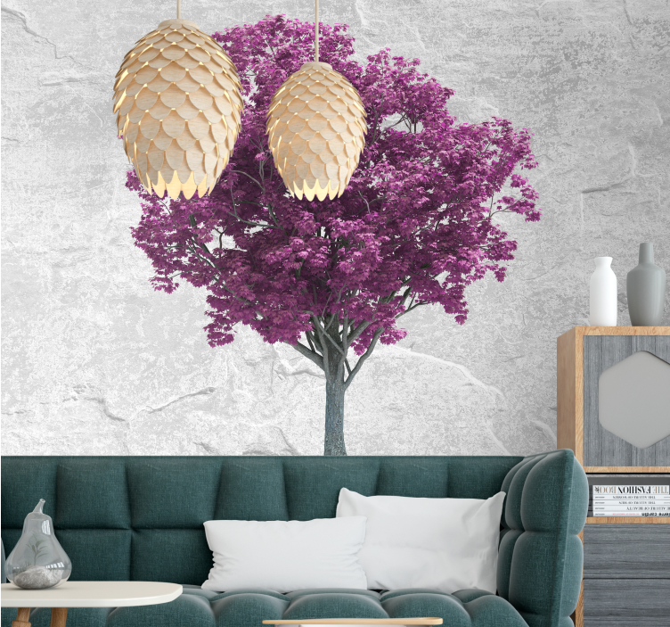 Tapisserie fleur fleurs de cerisier violettes - TenStickers