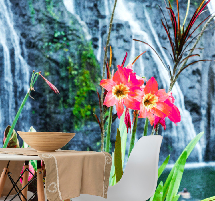 Tapisserie fleur fleurs tropicales roses - TenStickers