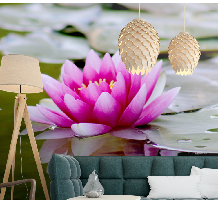 Tapisserie fleur gracieux lotus rose - TenStickers