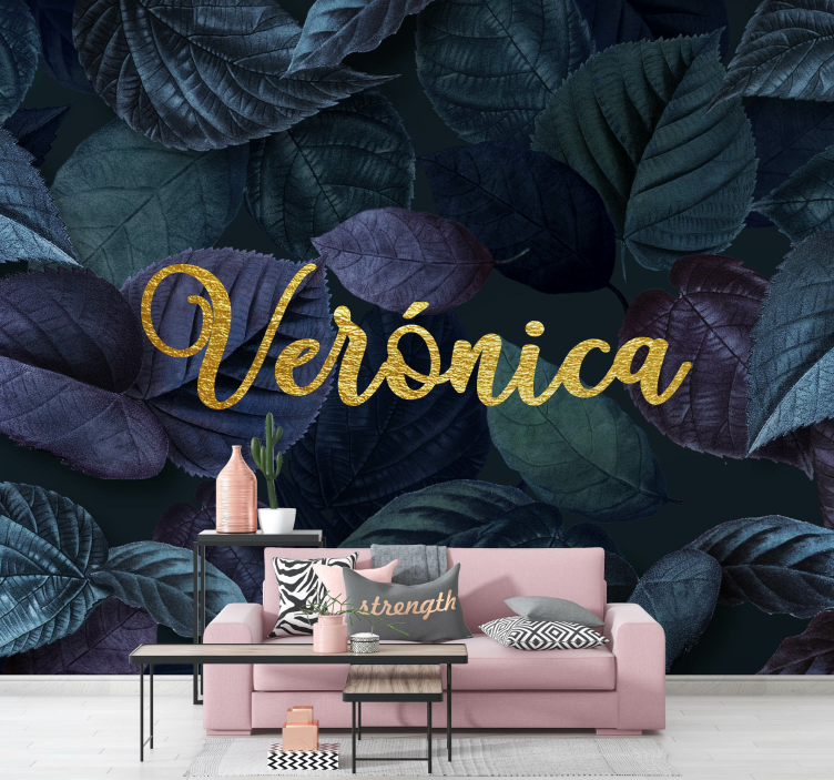 Tapisserie fleur motif de feuille élégant - TenStickers