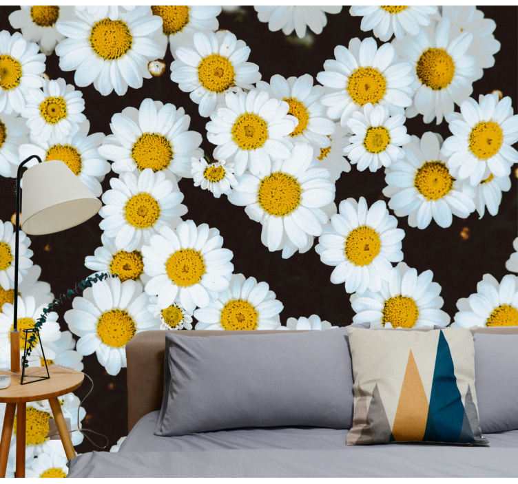 Tapisserie fleur motif floral camomille - TenStickers