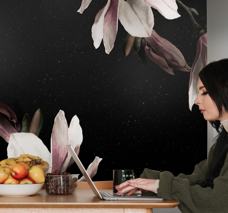 Tapisserie fleur motif floral de magnolia - TenStickers