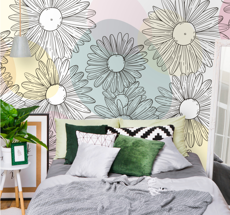 Tapisserie fleur motif floral marguerite - TenStickers