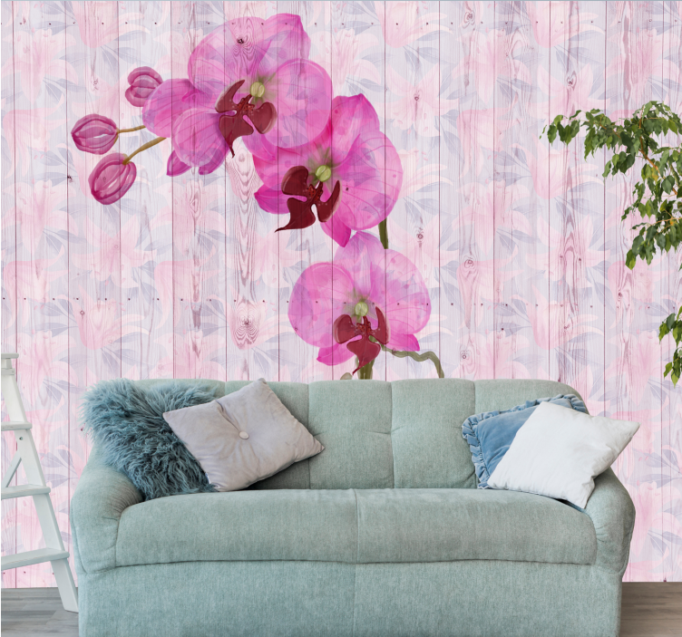 Tapisserie fleur orchidées roses en fleurs - TenStickers