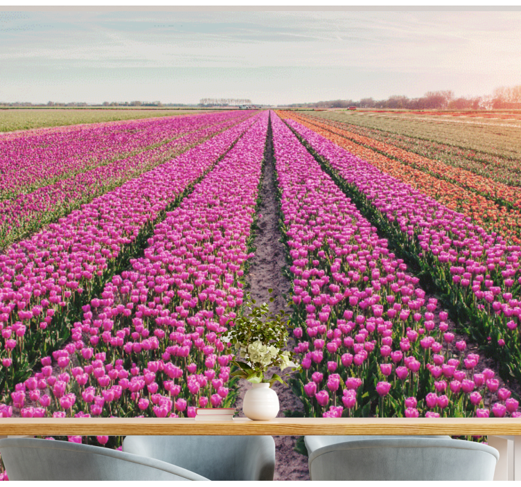 Tapisserie fleur prairie de tulipes - TenStickers