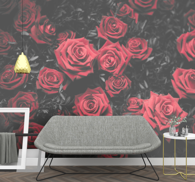 Tapisserie fleur rose rouge florale - TenStickers