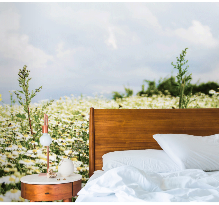 Tapisserie fleur scène de champ de marguerites - TenStickers