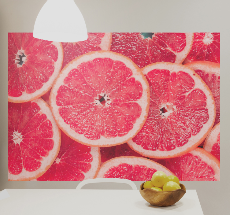 Tapisserie fleur tranches de pamplemousse - TenStickers